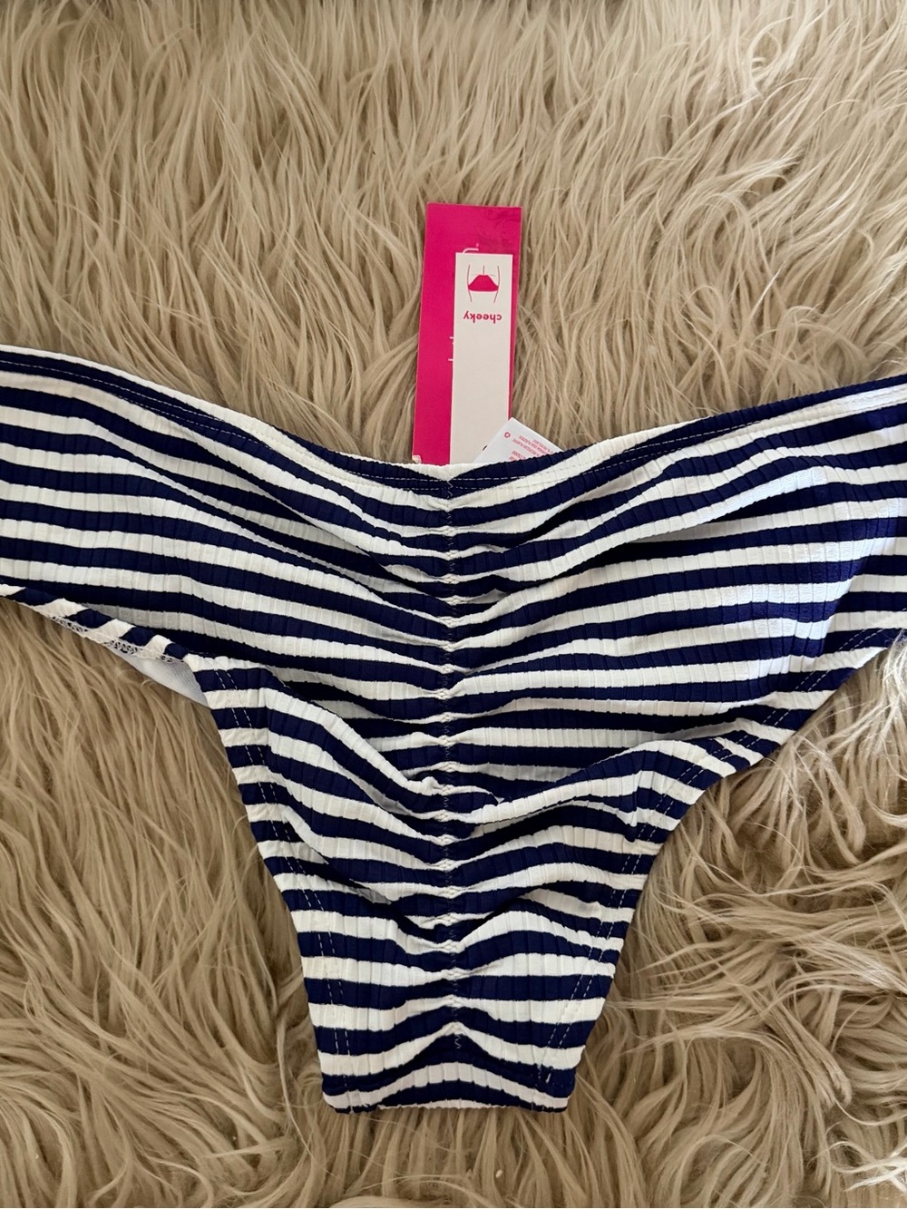 NWT Striped Navy & White Bikini Bottom